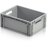 WeTec Euro-Lagerbehälter, mit Durchfassgriffen, grau, 400 x 300 x 170 mm