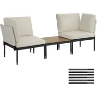 Tectake Gartenlounge-Set Magaluf 5 in 1 Funktion, 5-fach verstellbare Lehne, dicke Polsterung, wasserabweisende, abnehmbare Polyesterbezüge, Armlehnen mit Seitentaschen, stapelbar
