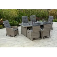 Merxx Atrani Garten-Essgruppe 7-tlg. Tisch 70 x 105 x 64 cm beige inkl. Auflagen