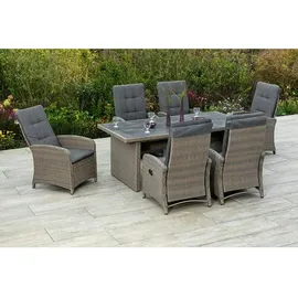 Merxx Atrani Garten-Essgruppe 7-tlg. Tisch 70 x 105 x 64 cm beige inkl. Auflagen