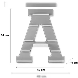 VCM Kinderregal Buchstabe A 54 x 49 x 19 cm Holz grau