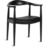 Tomile gepolsterter Esszimmerstuhl Kennedy Sessel, Mid-Century Modern Küchen- & Esszimmerstühle mit PU-Leder Sitzkissen, Hans Wegner Armlehnstuhl für Wohnzimmer, Schlafzimmer, Büro (Schwarz)