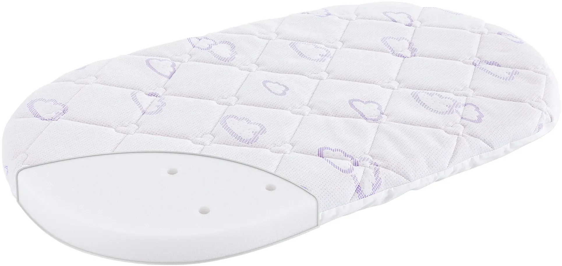Träumeland Matratze Sleepy für Stubenwagen, 70x37 cm Anti Allergiker, weiss