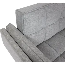 Mendler Schlafsofa HWC-K18 mit Ottomane, Couch Sofa Gästebett, Schlaffunktion 218x175cm Stoff/Textil hellgrau ~ Grau