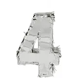 Boland - Zahlen Pinata, 25 x 16 x 5 cm, glänzende Nummer für Jubiläum und Geburtstag, Zahl, Silber, Dekoration, Party-Spiel