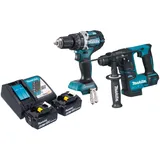 Makita DLX 2278 RG Akku Kombo Kit + DHP 484 Schlagbohrschrauber 54 Nm + DHR 171 Bohrhammer 1,2 J + 2x Akku 6,0 Ah + Ladegerät