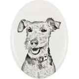 Welsh Terrier - Gedenktafel mit einem Foto eines Hundes, Grabplatte mit Druck, personalisierte ovale Platte der Marke Art-Dog