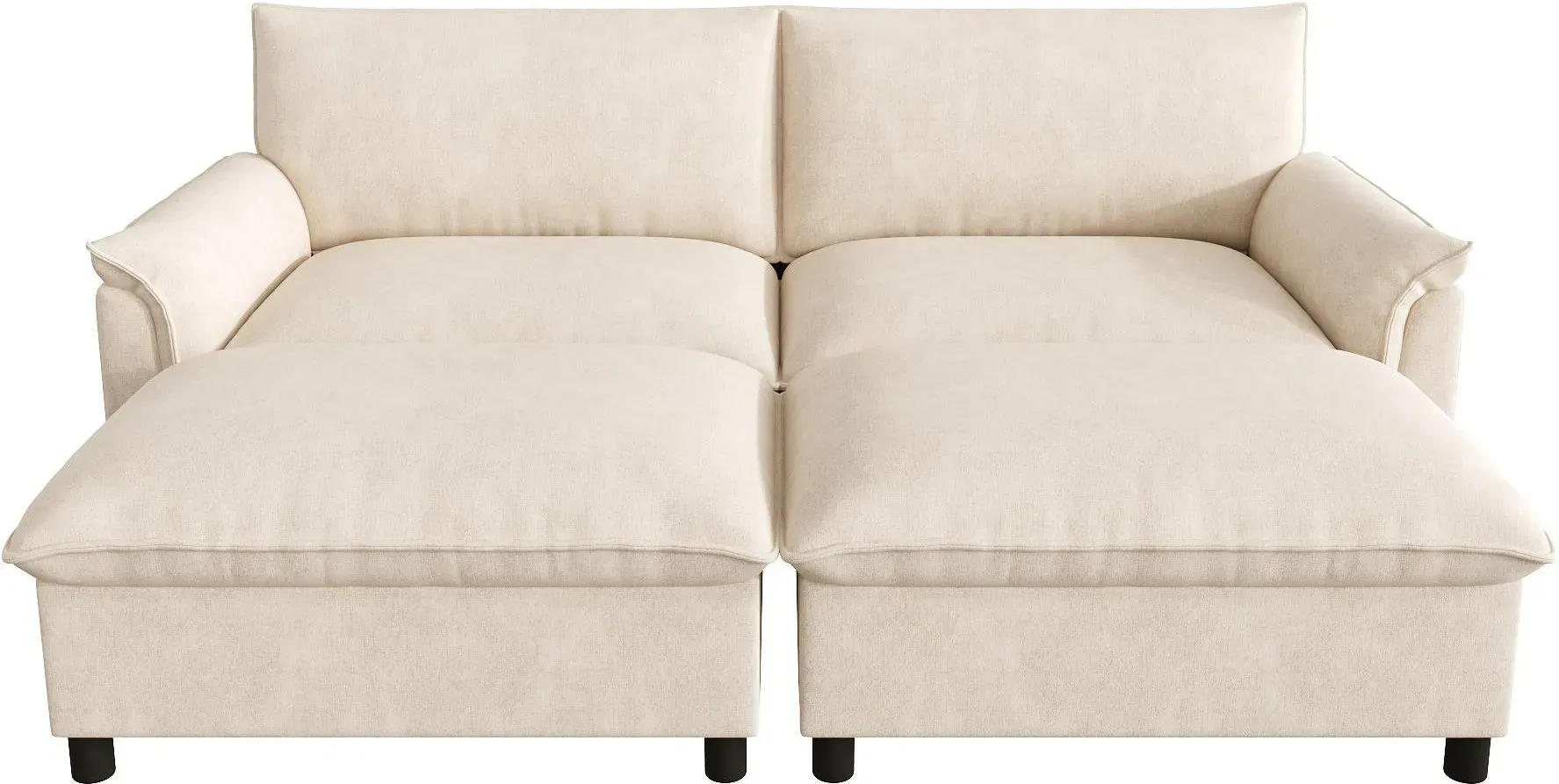 Modulares Cloud-Sectional-Sofa, übergroßes U-/Ecksofa, hochelastischer Schaumstoff, 216x77x82 cm, Beige
