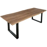 möbelliebling Esstisch Baumkante massiv Akazie stone 240 x 100 cm schwarz LAUREN