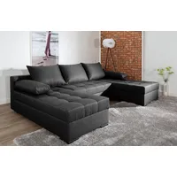 COLLECTION AB Wohnlandschaft Josy, U-Form, Schlafsofa mit Bettkasten, flexible Recamiere, Breite: 269cm, inklusive Rückenkissen grau