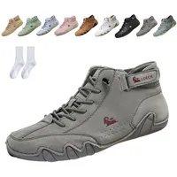 Snrtevu Alpaca Barfußschuhe, Alpaca-Ergonomischer, Wasserdichter & Schmerzlindernder Leder-BarfußSchuh, Schuhe Damen, Wasserdichte und Atmungsaktive OrthopäDische Barfuss Schuhe (Grau,40) - 40 EU