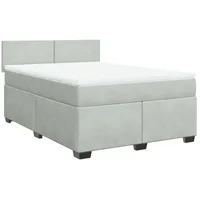 VidaXL Boxspringbett mit Matratze Hellgrau 160x200 cm Samt