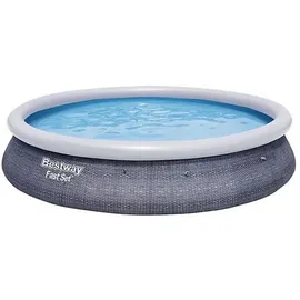 BESTWAY Fast Set Aufstellpool ⌀ 396 x 84 cm Grau inkl. Filterpumpe