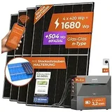 Solarway All In One 1800W/800W Balkonkraftwerk komplett Solarpaket mit 3,2 kWh Anker Solix 2 PRO Speicher, Plug&Play