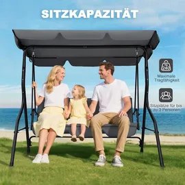 avestar Hollywoodschaukel Dunkelgrau 3-Sitzer