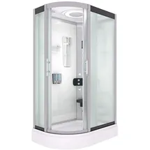 AcquaVapore Komplettdusche mit Schiebetür rechts 120 x 215 cm Weiß Sicherheitsglas D60-70M1L-ALL