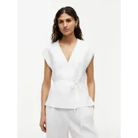 Tommy Hilfiger Wickelbluse ESS LINEN WRAP TIE NS VEST Materialmix, Bindeband weiß 44