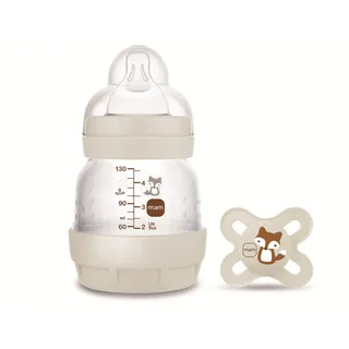 MAM Anti-Kolik-Flaschen-Set für Neugeborene, 130 ml, mit Sauger 0, extra langsamer Durchfluss, selbststerilisierend und leicht zu reinigen, Easy Start Anti-Colic und Silikon-Schnuller, 0-2 Monate