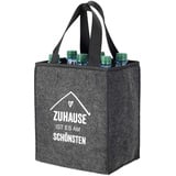 MC Trend Flaschenträger aus Filz Flaschentasche Männerhandtasche für 6 Flaschen Bierträger Männer Handtasche (Anthrazit Zuhause ist es ...)