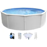 KWAD Rundpool »Supreme all in Premium Folie«, (Set, 7 tlg.), 7-tlg., ØxH: 360x132cm, sand, inkl. Bodenisolationsset, weiß