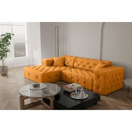 Fun Möbel Ecksofa Designersofa CHANTAL in Stoff Opera Velvet Gelb Ottomane Links