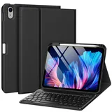 drivego Hülle mit Tastatur für iPad A16 11 Generation 2025/10 Generation 2022(11/10.9 Zoll), Magnetische Anti-Detach Tastatur Hülle für iPad 11./10. Gen, QWERTZ Layout Keyboard, Schwarz