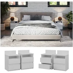 Vicco Nachttisch 2er Set Monty, 39,6 x 59,1 cm, Weiß, Nachtschrank, 2 Schubfächer