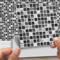 Fliesenaufkleber Mosaik Schwarz Grau Küchenrückwand,Wasserdicht Ölfest ​Klebefliesen Küche Fliesenaufkleber Bad,Fliesenfolie 3D Wandpaneele Selbstklebend 10 PC(30x30cm)