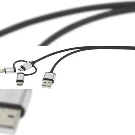 Renkforce USB-Kabel USB 2.0 USB-A Stecker, USB-C® Stecker, USB-Micro-B Stecker, Apple Lightning Stecker 1.00m Dunkelgrau