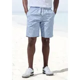 John Devin Shorts JOHN DEVIN "- Sommer Bermuda mit Blätter-Print", Herren, Gr. M, N-Gr, blau (blau bedruckt), Web, Obermaterial: 97% Baumwolle, 3% Elasthan, bedruckt, regular fit kurz, Hosen Shorts, kurze Schlupfhose aus elastischer, gewebter Baumwollqualität