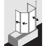 Kermi Vario 2000 Faltwand 3-flügelig auf Badewanne V2FW3037141PK 101,1-102,7x140cm, Silber Mattglanz ESG klar kermiclean