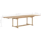 vidaXL Gartentisch Ausziehtisch 180-280 x 100 x 75 cm Massivholz Teak Braun