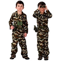 Militärkostüm - Verkleidung - Karneval - Halloween - Tarnkampf - Soldat - Armee - braune Farbe - Kind - Größe M - 3/5 Jahre - Geschenkidee für Weihnachten und Geburtstag