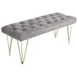 Sitzbank Polsterbank Pianobank Schuhbank Mit Samtoptik Bettbank Klavierbank Für Schlafzimmer, Wohnzimmer, Flur, Metall Grau 116 X 44,5 X 49 Cm