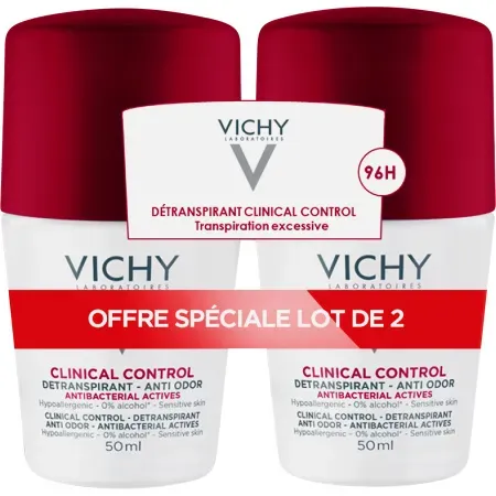 Vichy Clinical Control Detranspirant 96h Anti-Geruch Übermäßiges Schwitzen Empfindliche Haut 2x50ml