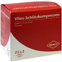 Schlitzkompresse Vlies 5x5cm 4Fach Steril Ausbütte 50 ST