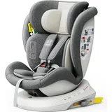 TWT I-SIZE DELUXE LightGrey Kindersitz mit 360 Grad drehbarem Isofix-System-BUF BOOF 0, 36 kg - Grau