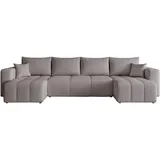 idohome U-Form Wohnlandschaft mit Schlaffunktion und Bettkasten Silber