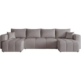 idohome U-Form Wohnlandschaft mit Schlaffunktion und Bettkasten Silber