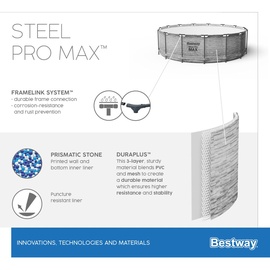BESTWAY Steel Pro Max Set 427 x 122 cm steinwandoptik inkl. Filterpumpe