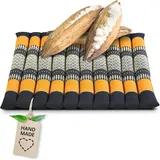 livasia Sitzkissen Stuhlauflage groß - 50x50x4,5cm - Bodenkissen gesteppt Indoor/Outdoor, Meditationskissen Yogakissen, Stuhlauflage Palettenmöbel, Steppkissen Stuhl und Bank (Schwarz/Orange)