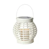 StarTrading STAR TRADING LED Solar Laterne mit LED Kerze in Korboptik Lichtsensor H: 16cm