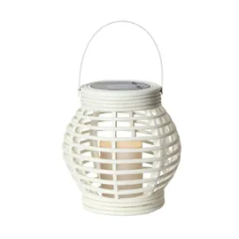 StarTrading STAR TRADING LED Solar Laterne mit LED Kerze in Korboptik Lichtsensor H: 16cm
