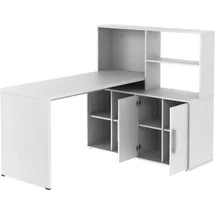 vente-unique Eckschreibtisch mit Stauraum - Weiß - LEON