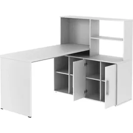 vente-unique Eckschreibtisch mit Stauraum - Weiß - LEON