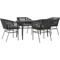 VidaXL 5-tlg. Garten-Essgruppe mit Kissen Schwarz Poly Rattan Glas