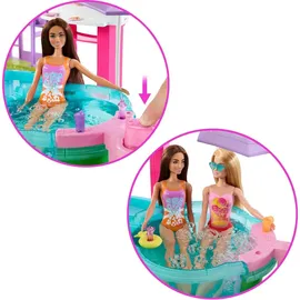 Mattel Puppenzubehör Traumpool Spielset mit Rutsche und schäumendem Whirlpool Beige