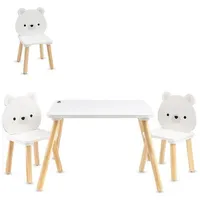 Moni Kinder Tischset 2 Stühle weiße Bären Holz, Spieltisch,