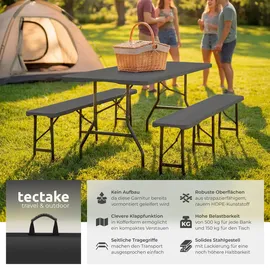 Tectake Campingtischgarnitur Klappbar 180 x 70 x 74 cm Anthrazit
