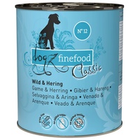 dogz finefood Hundefutter nass - N° 12 Wild & Hering - Feinkost Nassfutter für Hunde & Welpen - getreidefrei & zuckerfrei - hoher Fleischanteil, 6 x 800 g Dose